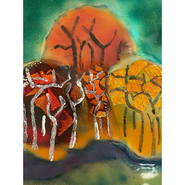 1992 Steve Krauss Autumn Landscape Enamel on Metal For Sale - Image 4 of 7