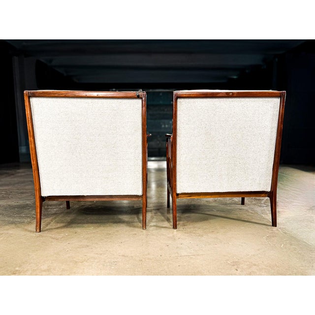White Mid-Century Brazilian Armchairs by Rino Levi, Hardwood & Boucle, 1960s For Sale - Image 8 of 16