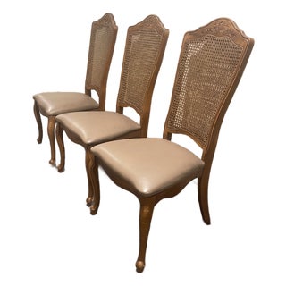 Late 20th Century French Provincial Cane Back Dining Chair, Set of Three Chairs by Stanley Furniture Co. For Sale