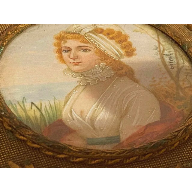 Glass Dore Bronze With Cut Crystal Box / Casket With Signed Miniature. 1860-1880 For Sale - Image 7 of 12