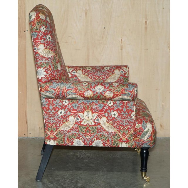 Modern Strawberry Thief Fabric Library Lounge Chair from William Morris For Sale - Image 15 of 18