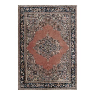 1970s Vintage Persian Handmade Wool 7x10 Orange Area Rug For Sale