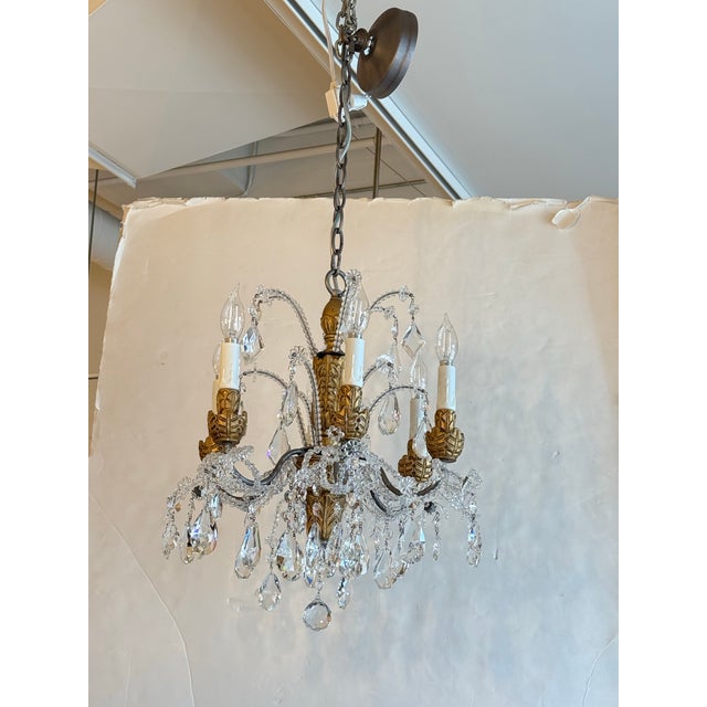 Traditional Eloquence Petite Genovese Six-Light Chandelier, Aged Gold For Sale - Image 3 of 13