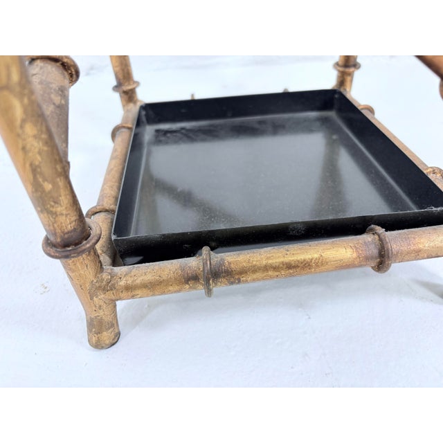 American Mid-Century Vintage Gilded Wrought Iron Faux Bamboo Umbrella Stand For Sale - Image 3 of 8