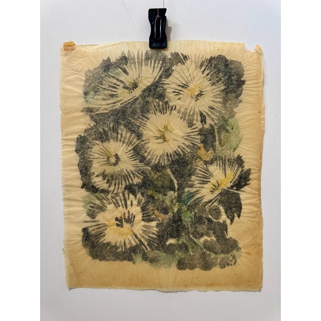 Henry Emil Salloch Original Watercolor on Paper Abstract White Blossoms in Deep Shadow, 1964. For Sale In Atlanta - Image 6 of 7
