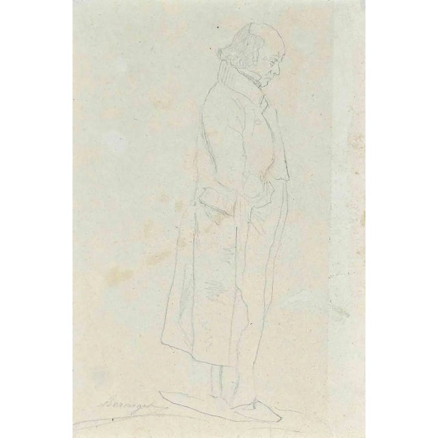 Portrait of Pierre-Jean De Béranger, Original Drawing, Early 19th-Century For Sale - Image 3 of 3