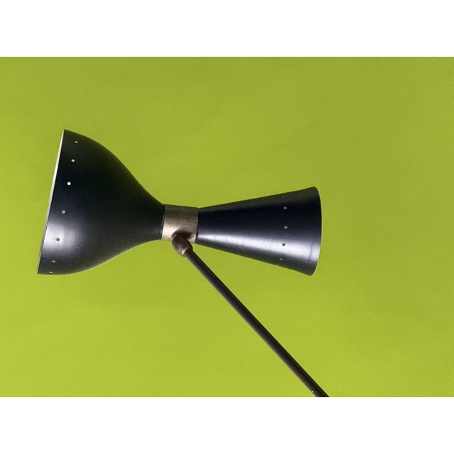 Black Large Vintage Brass Chandelier, 1950s For Sale - Image 8 of 11