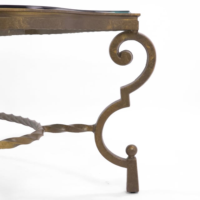 Art Deco 1940s French Art Deco Coffee Table in the Style of Gilbert Poillerat For Sale - Image 3 of 11
