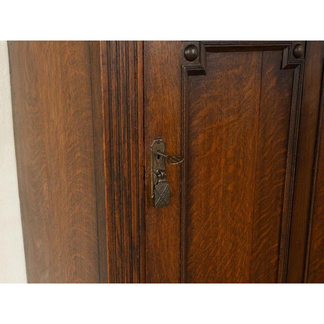 Antique Oak Cabinet with Coffered Paneling, 1900 For Sale - Image 6 of 8
