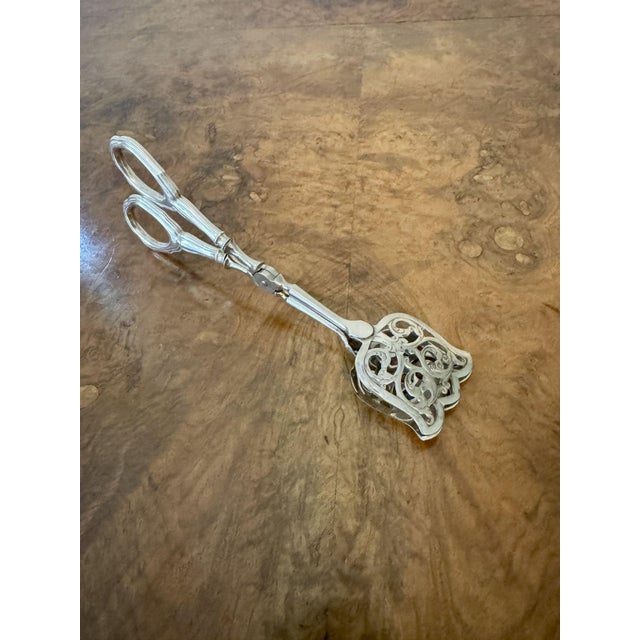 Antique Silver Serving Tongs, 1900 For Sale - Image 3 of 6
