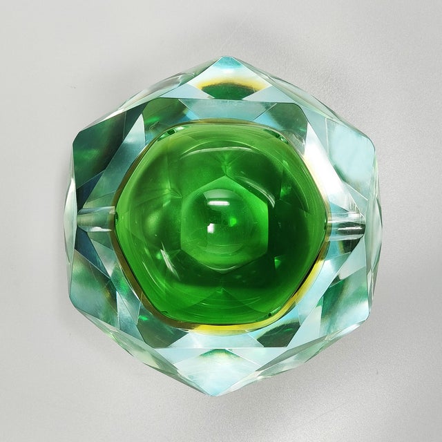 Large Green and Yellow Ashtray by Flavio Poli for Seguso, 1960s For Sale - Image 6 of 8