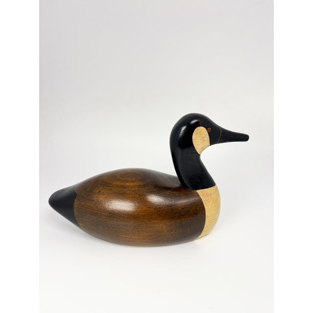 Vintage Hand Carved 7.5" Wood Canada Goose Decoy by Jim Harkness For Sale - Image 6 of 14
