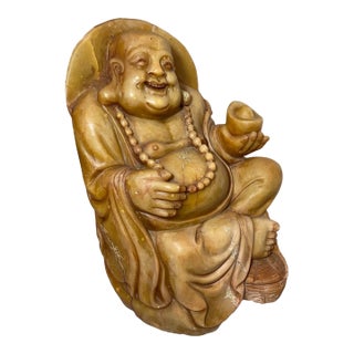 Share Huge Vintage 55 Pound Chinese Buddha God Soapstone Stone Sculpture Statue Figure For Sale