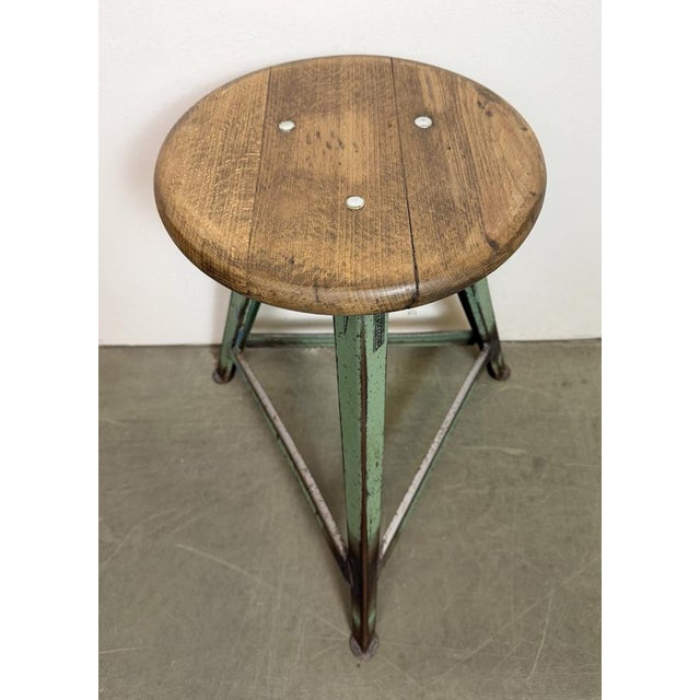 Mid-Century Modern Industrial Green Workshop Stool, 1960s For Sale - Image 3 of 17