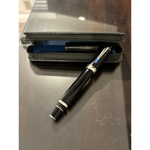 Contemporary Vintage Montblanc Bohème Bleu Rollerball Pen & Matching Leather Zip Case Set For Sale - Image 3 of 8