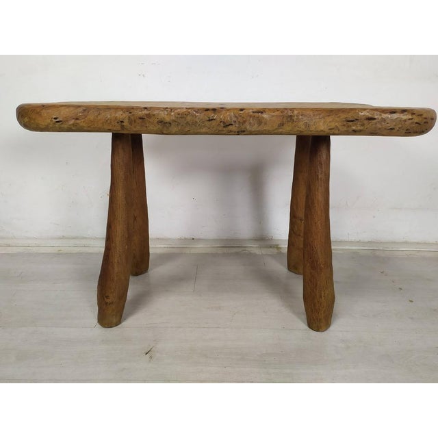 Wood Brutalist Table in Ash, 1970s For Sale - Image 7 of 18