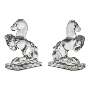 1940’s Hollywood Regency Glass Bookends - a Pair
