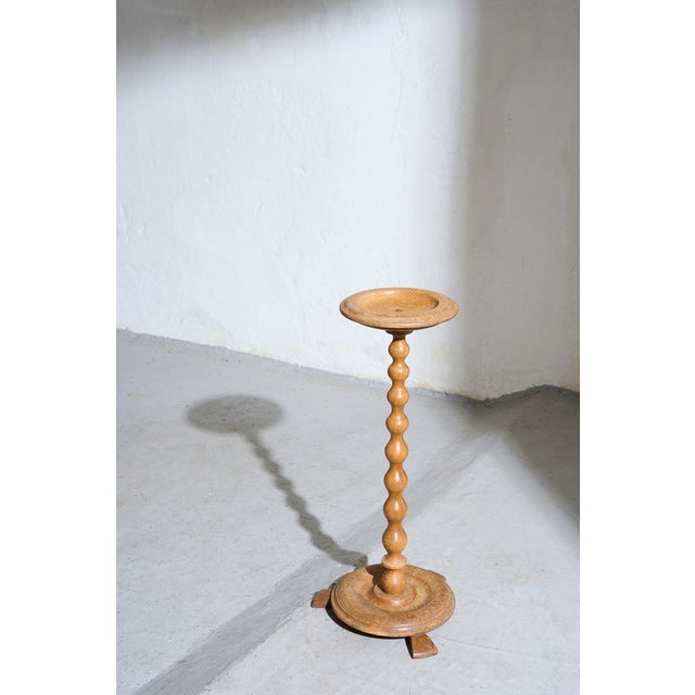 Scandinavian Pedestal Stand in Oak with Turned Column, 1950s For Sale - Image 6 of 9