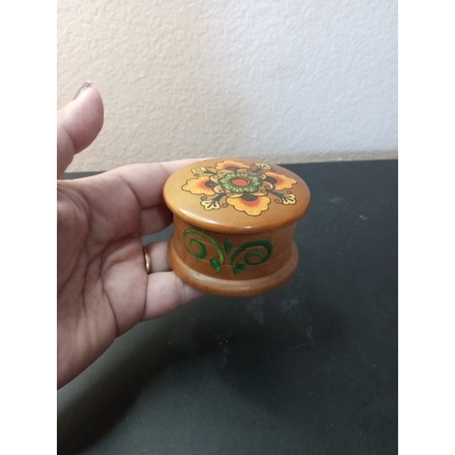 GORGEOUS Signed & Hand painted 3" Wooden Trinket Box This stunning 3" wooden trinket box is a true masterpiece. The...