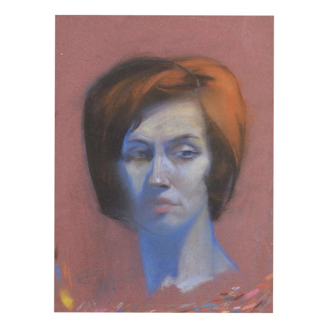 Albert Goltjakov, Portrait of a Woman, 1962, Pastel on Paper For Sale