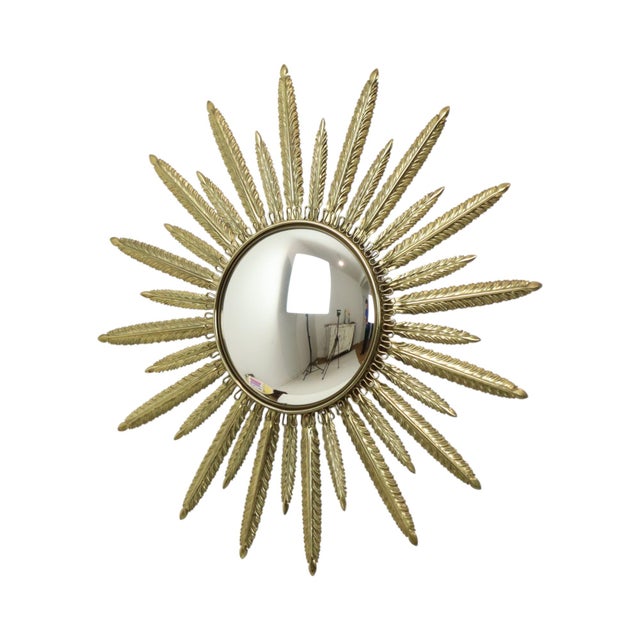 Gold Mid-Century Modern Copper-Plated Metal Sunburst Mirror from Deknudt, 1960s For Sale - Image 8 of 13
