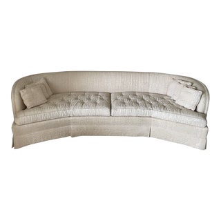 1968 Heritage for Drexel White & Pink Upholstery Rounded Back Sofa For Sale
