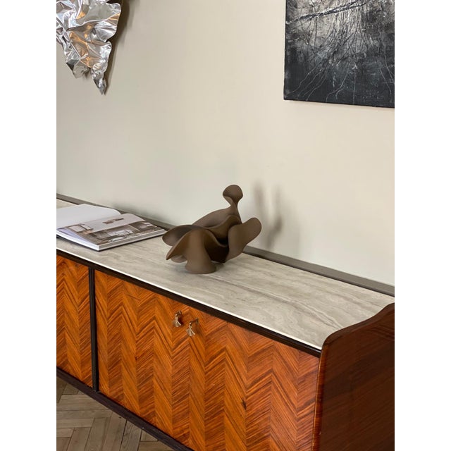 Vintage Italian Sideboard in Chevron Wood Veneer For Sale - Image 9 of 12