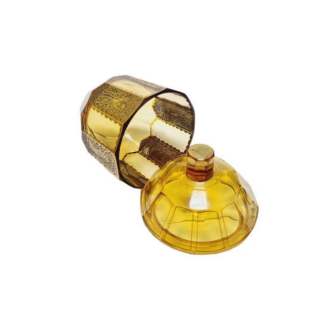 Goldenrod Art Deco Oroplastic Candyer from Moser, Czechoslovakia, 1930s For Sale - Image 8 of 18