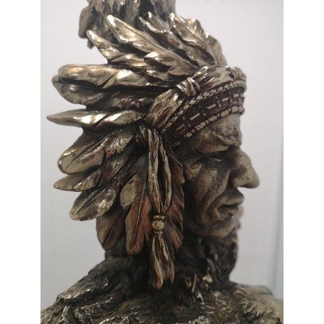 Indian Chief Statue in Brass & Wood, 1970s For Sale - Image 11 of 18