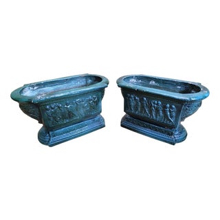 Glazed Terracotta Planters, Set of 2 For Sale