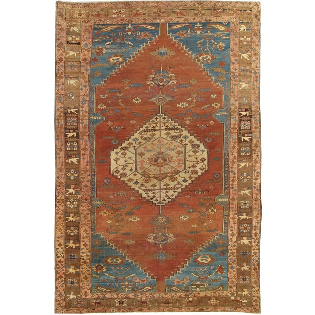 C. 1875 Persian Bakshaish Carpet 9'6" x 14'8" Antique Northwest Iran Tribal Rug For Sale - Image 16 of 18