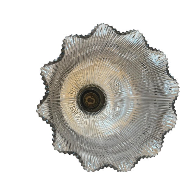 1920s Americana Fluted Halophane Shade Flushmount Light Fixture For Sale In Los Angeles - Image 6 of 12