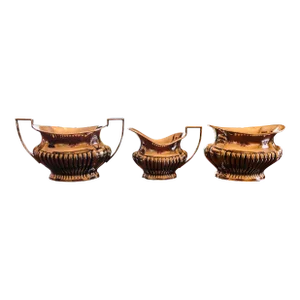 1910 British Colonial Antique Cheltenham Sheffield England Silverplate Creamer Sugar Set- 3 Pieces