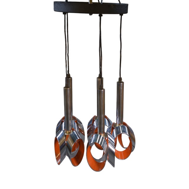 Chrome Metal Cascade Pendant Light from Massive Lighting, 1960s For Sale