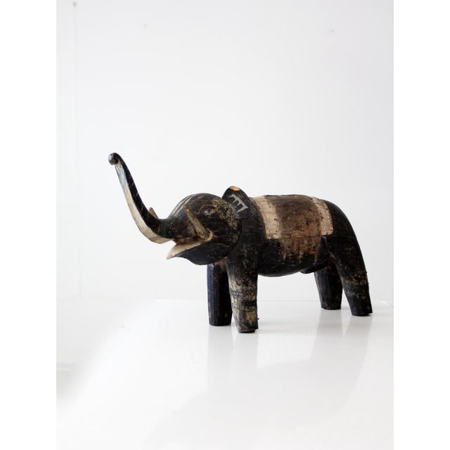 Antique Hand-Carved Wood Elephant For Sale - Image 9 of 12