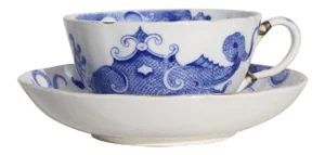 Royal Worcester Blue and White Dragon Tea Cup and Saucer Ca. 1938
