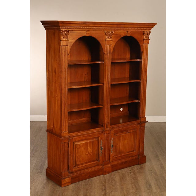 Neoclassical Ethan Allen 'Legacy' Maple Open Carved Library Bookcase For Sale - Image 3 of 18