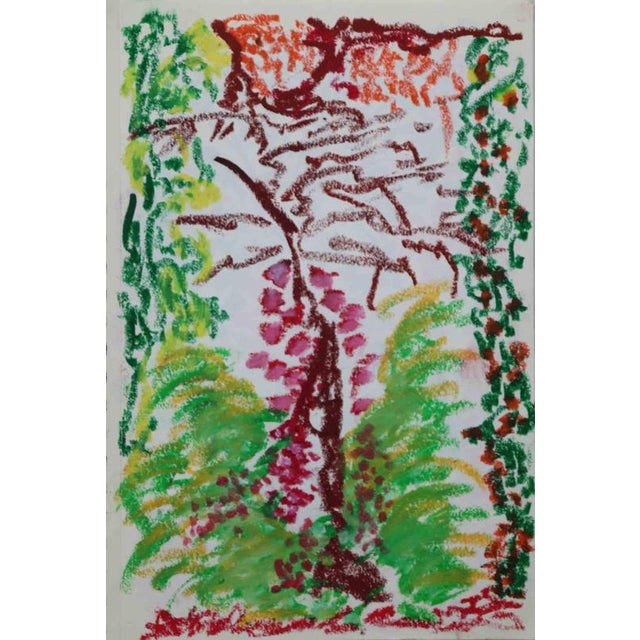 This original drawing by Alfredo Pizzi presents a vivid, expressive interpretation of natural elements, rendered with oil...