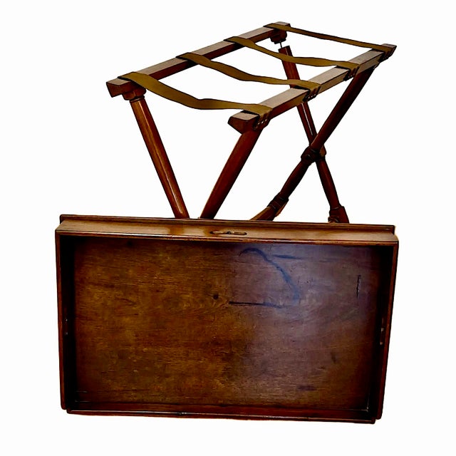 19th Century Mahogany Serving Tray on Folding Stand For Sale In San Francisco - Image 6 of 7