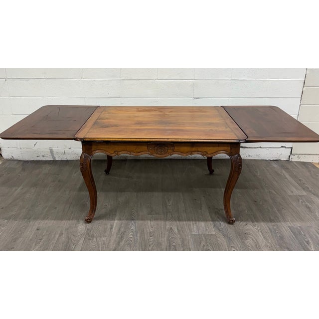 Antique French Louis XV Provincial Country Style Draw Leaf Dining Table For Sale - Image 15 of 18