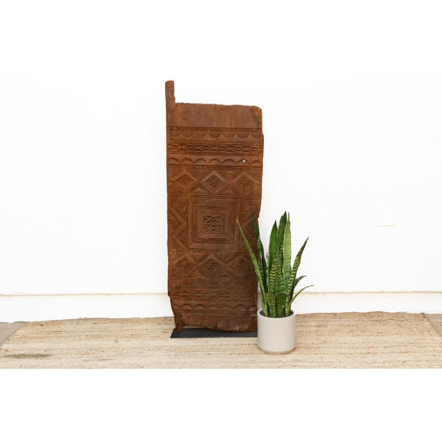 Brown Beautifully Carved Nested Diamond Antique Door For Sale - Image 8 of 8