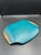 Vintage MCM Georges Briard Teal & Gold Butterfly Curved Glass Tray W/ Wood Handles For Sale - Image 9 of 10