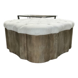 Woodbridge Furniture Beige and Oak Cocktail Ottoman For Sale