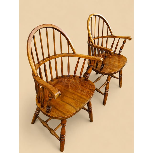 Pair of Vintage Tiger Maple Continuous-Arm Windsor Chairs, Circa 1975 I love, love, love the warmth and the patina of the...
