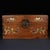 A beautifully crafted Chinese rectangular box, likely made of Huali (rosewood). The box features a hinged lid with brass...