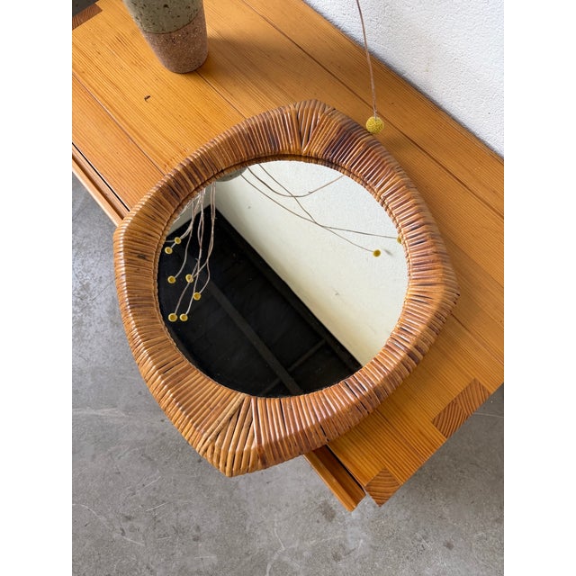 Vintage French Riviera Wicker-Framed Mirror, 1960s For Sale - Image 14 of 18