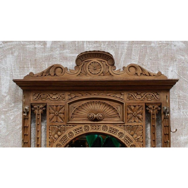 Antique Victorian Carved Oak Green Man Hall Stand, 1880 For Sale - Image 3 of 8