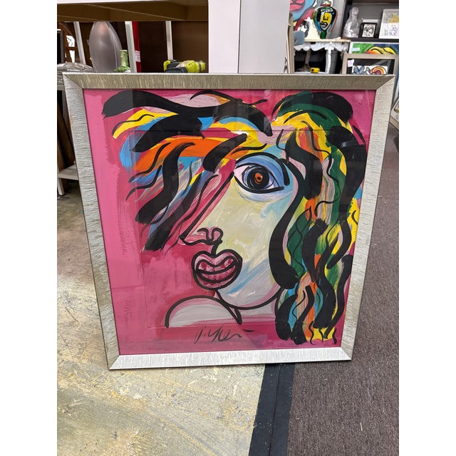 Fantastic original abstract painting by Peter Keil. This unique piece was executed with oil on board. It depicts a...