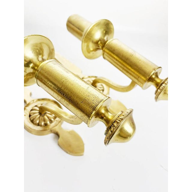 1960s Neoclassical Style Brass Wall Sconces, France, 1960s, Set of 2 For Sale - Image 5 of 12
