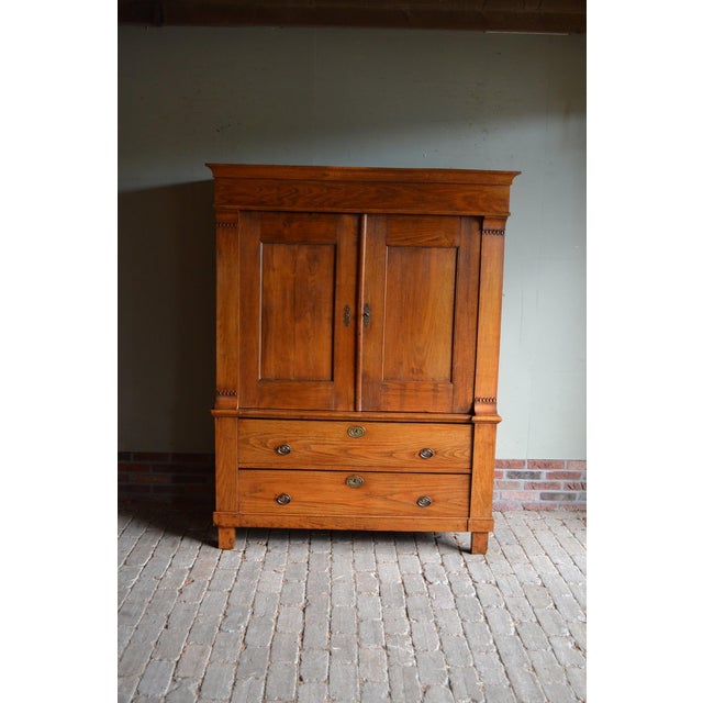 Antique Elm Wood Cabinet For Sale - Image 10 of 10